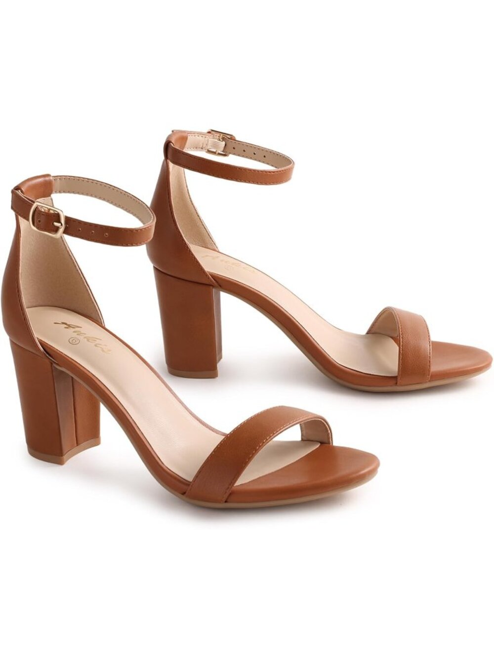 Womens Brown Suede Open Toe Ankle Strap 2.75 Inch Heel Chunky Heeled Sandal